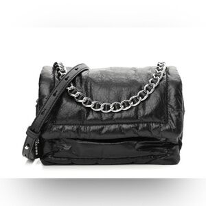 Marc Jacobs Black Quilted Crossbody with Silver Chain